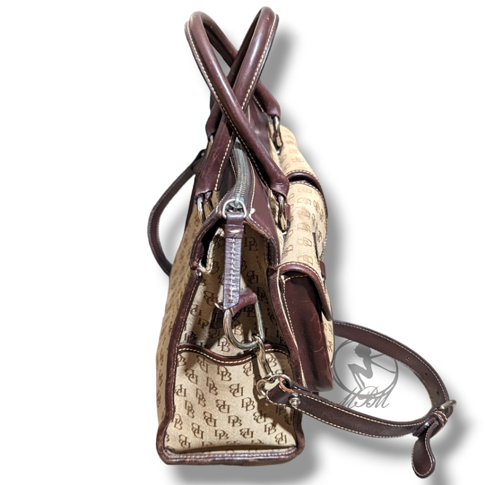 Dooney & Bourke Double Pocket Logo Satchel Crossbody Jacquard Signature Purse - Picture 5 of 8